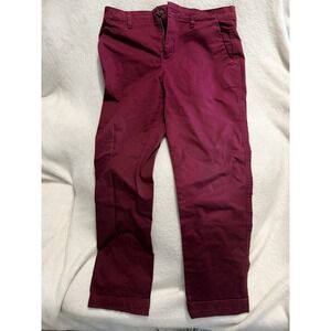 GAP For Good Womens 4 Girlfriend Khaki‎ Chino Pants Berry Burgundy Rolled Hem